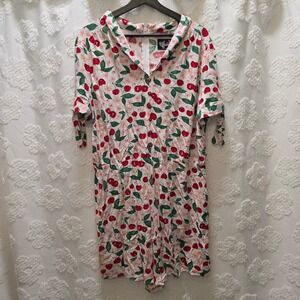 Hell Bunny Simona Cherry Print Romper White Red‎ Rockabilly Retro 2XL UK 18